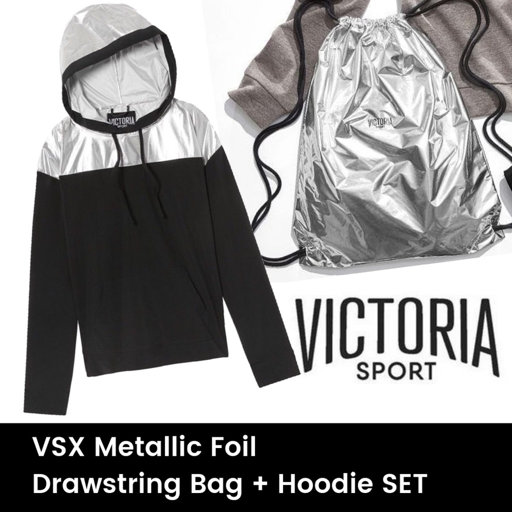 Victoria's Secret Metallic Hoodie + Bag Set | NWT
